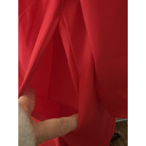 IC By Connie K Jacket Coat •L• Long Sleeve Zip Ruffle Collar Front Zip Red USA - Picture 8 of 12